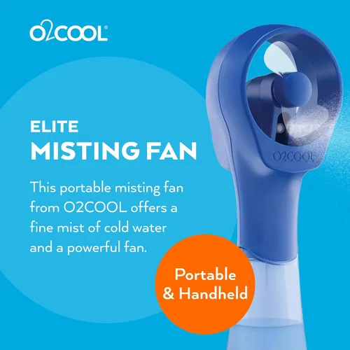 Vista 2 de O2COOL Elite Ventilador de nebulización de agua portátil con batería (azul)