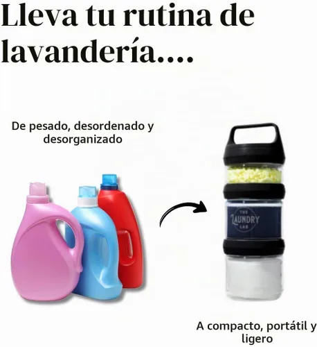 Vista 5 de Botella de The Laundry Lab: Botella de detergente para ropa – Recargable, a prueba de fugas, portátil, compacta para apartamentos, dormitorios
