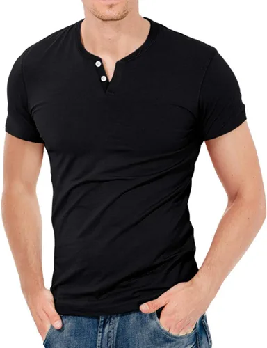 Vista 3 de KUYIGO Camisas Henley para hombre, ajustadas, de manga larga, a la moda, casual, de algodón