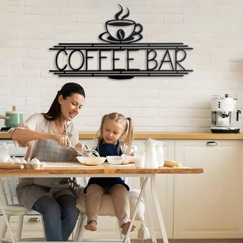 Vista 5 de Letrero de metal para barra de café, 14.96 x 8 pulgadas, letrero de café para pared, letrero de barra de café para estación de café, cocina