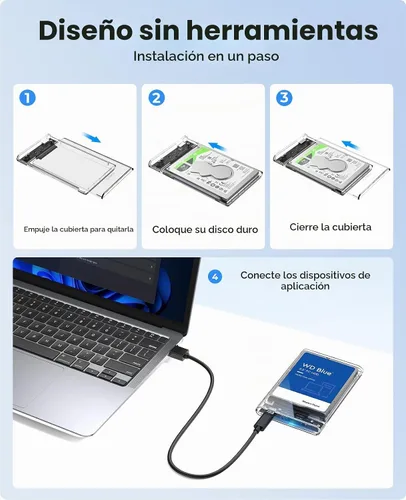 Vista 7 de ORICO Caja de disco duro externa de 2.5 pulgadas, SATA a USB C 3.1 de 6Gbps, para HDD/SSD de 7/9.5mm, soporte UASP hasta 6TB -2139C3-CR