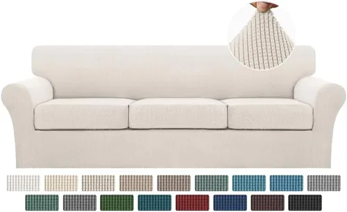 Vista 126 de Turquoize 2 fundas para sillas de sala de estar, funda de sofá con fundas de cojín individuales, funda de muebles para sillas (silla, beige biscotti)