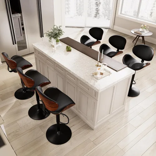 Vista 27 de Kidol & Shellder Taburetes de bar individuales grandes con respaldo de 21 pulgadas, sillas de bar modernas giratorias de altura ajustable, taburetes