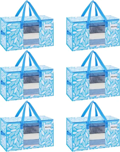 Vista 23 de VENO Paquete de 4 bolsas de mudanza resistentes, bolsas de almacenamiento de ropa y edredón con ventana transparente, suministros de embalaje