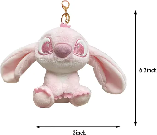Vista 2 de Lindo llavero de felpa, llavero de animal de peluche suave, llaveros de dibujos animados, accesorios para llavero, monedero, mochila con dijes