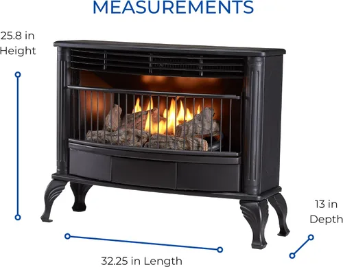 Vista 7 de ProCom QNSD250RT estufa de doble combustible sin ventilación, estufa independiente y calefactor de interior, uso con gas natural o propano líquido