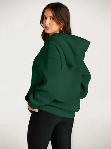 Vista 4 de EFAN - Sudadera con capucha para mujer - Sudadera de vellón sobredimensionada con mangas largas para otoño e invierno, ropa de moda inspirada