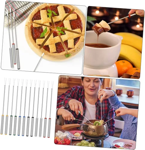 Vista 9 de 12 piezas de chocolate Fondue tenedor de fuente de chocolate pinchos palillo pequeñas herramientas exquisitos suministros para hornear brochetas