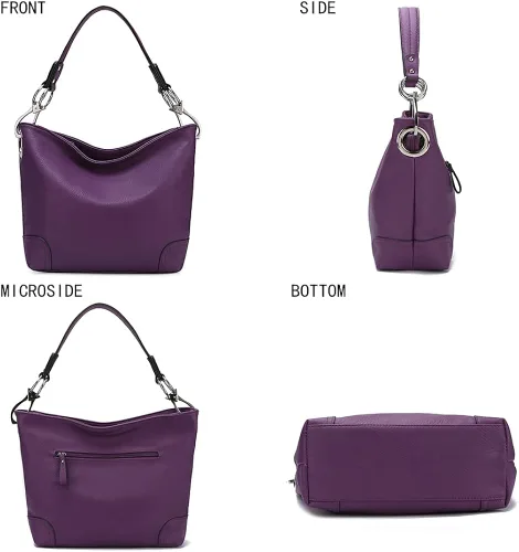 Vista 4 de MKF Hobo - Bolsos para mujer, bolso de piel sintética suave y holgado para mujer, bolso de hombro estilo hobo para mujer, bolsillo con asa superior