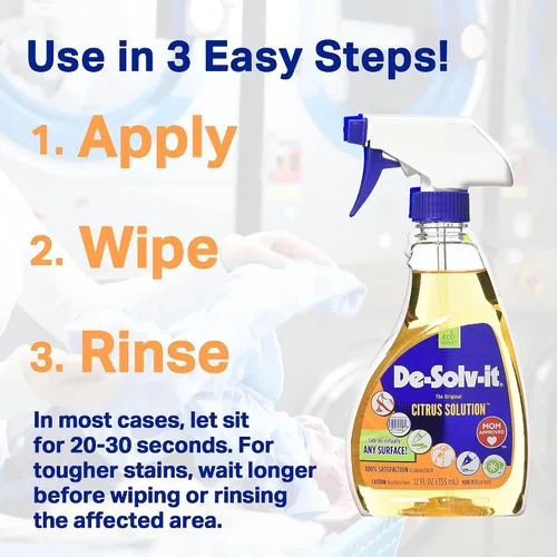 Vista 4 de Orange-Sol De-Solv-It Citrus Solution - Spray quitamanchas para ropa, madera, vidrio, removedor de manchas y olores para ropa, espray