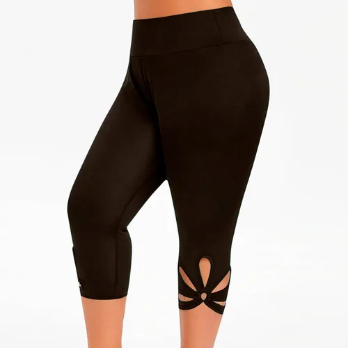 Vista 9 de PANOEGSN Capris de talla grande para mujer, lindos leggings recortados, cintura alta, control de abdomen, pantalones de yoga, pantalones cortos