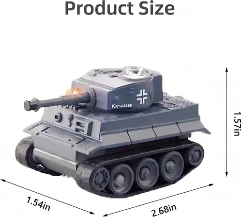 Vista 2 de Mini alemán WW2 Tiger Battle Tank Gris RC 1/72 Escala Modelo IR Control Remoto Vehículo Militar con LED