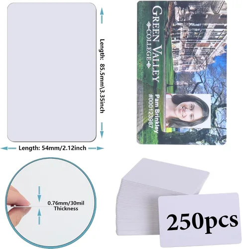 Vista 2 de 250 paquetes, tarjetas de crédito en blanco de PVC de calidad premium, tarjetas de identificación de plástico blanco de calidad, CR80 30 mil