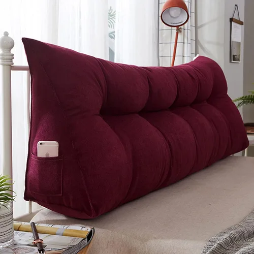 Vista 14 de Almohada triangular para cabecero, almohada de cuña de lectura, cojín de cabecero, almohada de respaldo para día, cama, litera, funda extraíble Negro