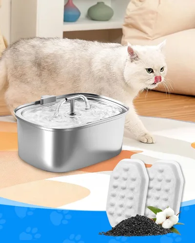 Vista 8 de Repuesto de filtro de fuente de agua para gatos compatible con Rellaty de acero inoxidable de 108 oz/3.2 L, dispensador automático de agua