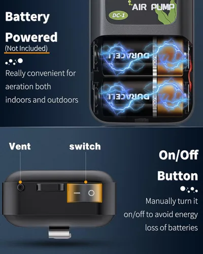 Vista 6 de Pawfly Bomba de aire para acuario, bomba aireadora portátil de 40 GPH