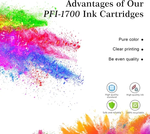 Vista 6 de PFI-1700 Juego de cartuchos de tinta compatibles con Canon PFI-1700 para impresoras Canon imagePROGRAF Pro 2000, 2100, 4000, 4000s, 4100, 4100s