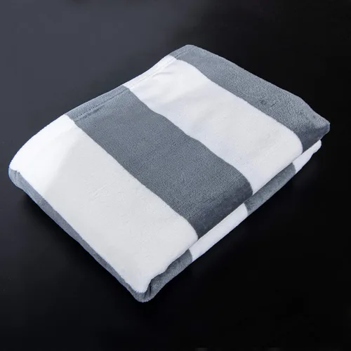 Vista 5 de NTBAY Mantas de Franela para Sofá, Súper Suaves con Manta de Cama Estampada de Rayas Grises y Blancas, 51x68 Pulgadas