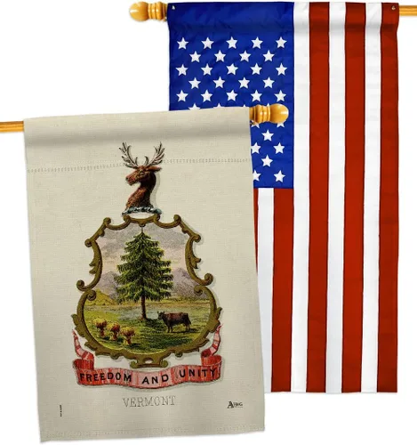 Vista 8 de Coat of arms Vermont House Flags 2 pcs Pack Americana States USA American Territories Republic Country Particular Area Small Decorative Gift Yard