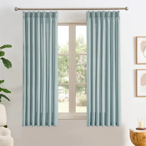 Vista 26 de RAIN CITY - Juego de 2 cortinas de 45 pulgadas de largo con plisado con pellizco, cortinas semitraslúcidas para dormitorio, cuarto de bebé