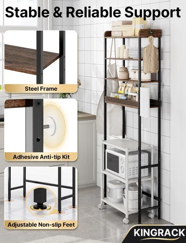 Vista 5 de KINGRACK Estante de baño de 4 niveles sobre el inodoro, almacenamiento Marrón