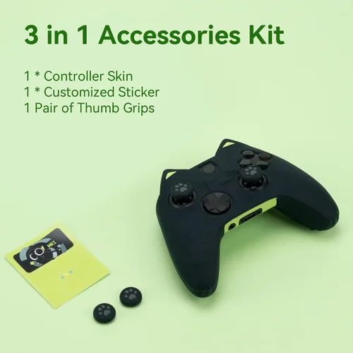 Vista 6 de GeekShare Cat Paw Controller Skin Grips Set Anti-Slip Silicone Protective Cover Skin Case Compatible with Xbox Series X Controller with 2 Thumb Grip