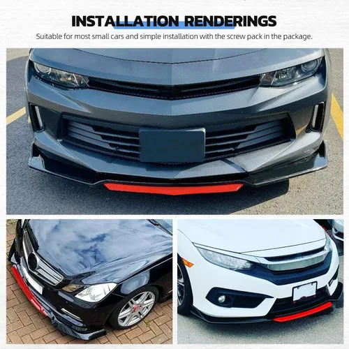 Vista 5 de DREAMOTOR Alerón Divisor Universal Ajustable para Parachoques Delantero de Automóvil, Labio Barbilla Spoiler, 4 Piezas, Protector Difusor Compatible