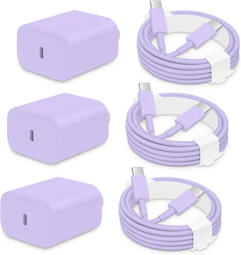 Vista 11 de Paquete de 3 bloques de carga rápida AISNI compatibles con iPhone 17, 16, 15, cargador USB C de carga rápida, cable de carga larga tipo C de 6 pies