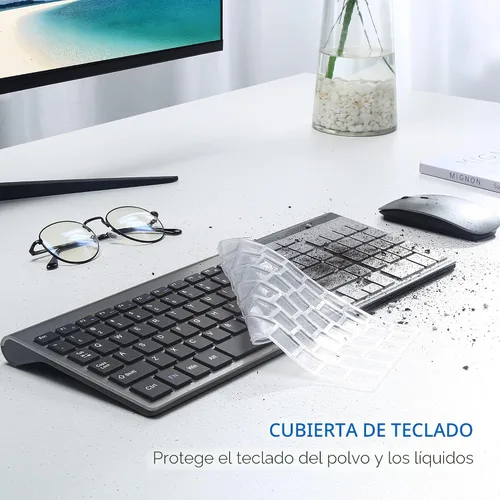 Vista 5 de Combo de teclado y mouse inalámbrico ultradelgado, TopMate 2.4G, mouse USB compacto silencioso de 2400DPI y teclado con interruptor de tijera