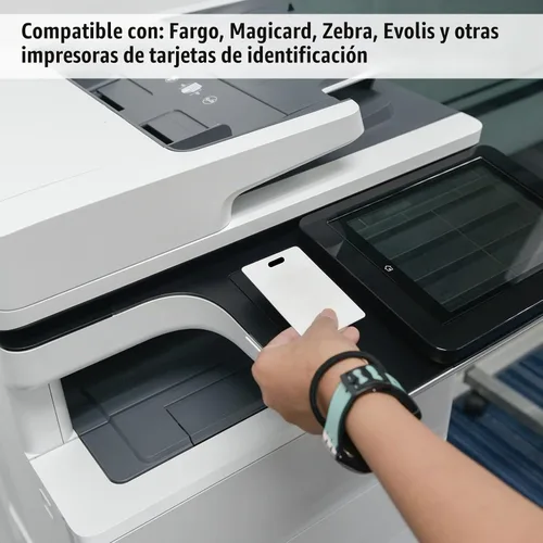 Vista 4 de Tinlade - 100 tarjetas de PVC en blanco con ranura perforadora, tarjeta de identificación Cr80, 30 mil White PVC Identification Badge Card Bulk