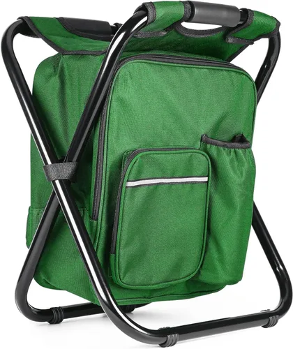 Vista 18 de Kikerike Silla enfriadora de taburetes tipo mochila resistente de 200 libras de carga máxima, portátil, ligera, plegable, para pesca, camping, caza
