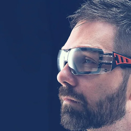 Vista 5 de ToolFreak Lentes de seguridad Ripout, transparentes, lentes de policarbonato y protección UV, acolchado de espuma y correa ajustable, lentes