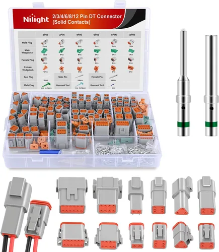 Vista 14 de Nilight Kit de conectores DT de 2 pines, 3 juegos de tamaño 16 contactos sólidos, terminal macho hembra impermeable para conectores de la serie DT