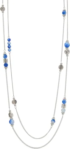 Vista 25 de BULINLIN Collar largo de plata en capas para mujer, collar de cadena de suéter con cuentas de piedra turquesa para mujer, joyería de disfraces