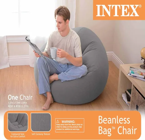 Vista 8 de Intex Silla inflable del bolso de Beanless, bomba de aire eléctrica gris de 120 voltios