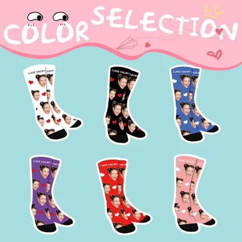 Vista 2 de Bemaystar Calcetines personalizados con foto, calcetines personalizados con imagen, regalos personalizados para el día de San Valentín para novio