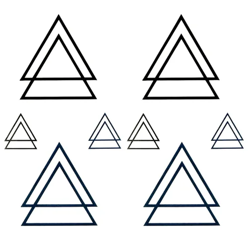 Vista 8 de Juego de 2 calcomanías de tatuaje temporal pequeñas, formas geométricas minimalistas, diseños de triángulos negros para mano, cuello, cara, muñeca