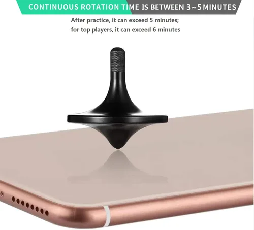 Vista 5 de Parte superior giratoria de acero inoxidable, exquisito equilibrio perfecto bien hecho de metal para escritorio EDC pequeño juguete