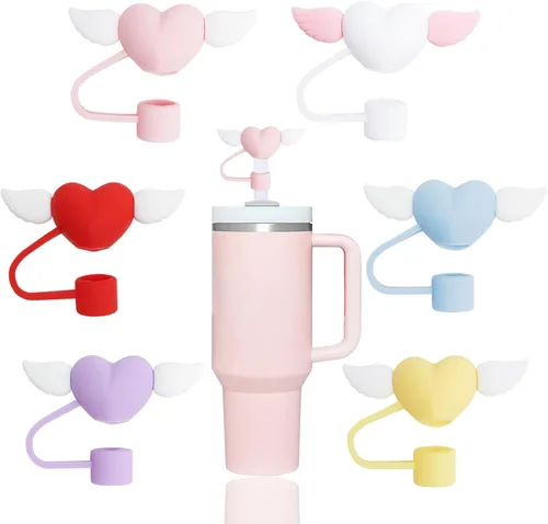 Vista 9 de 8 fundas de popote compatibles con vasos Stanley de 30 y 40 onzas, protectores de tapas reutilizables con puntas de silicona para vasos de 0.4