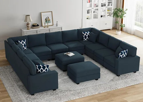 Vista 25 de Legend Vansen - Sofá seccional modular en forma de U con otomano, sofá de esquina reversible moderno para sala de estar (Antracita, 2+3 con otomano)