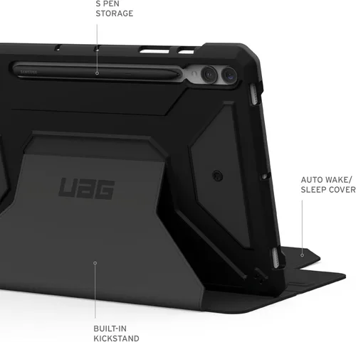 Vista 6 de UAG - Funda diseñada para Samsung Galaxy Tab S9 Plus de 12.4 pulgadas 2023 SM-X810 Metropolis SE negro, multiángulo con función de encendido