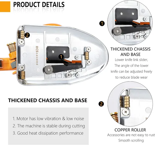 Vista 4 de CGOLDENWALL Cortador eléctrico de tela de accionamiento directo servo cuchillo de alfombra de 3 velocidades ajustables con luz LED para tela, cuero