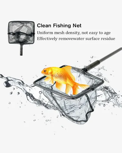 Vista 6 de Herramienta de limpieza de algas para acuarios de vidrio Including Algae Scraper, Sponge Pad, Fish Net, Cleaning Brush, Adjustable Length