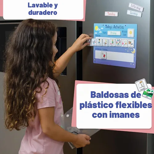 Vista 7 de Actividades de hoy Diario Rutina Visual Horario Magnético Tabla de Azulejos para Niños