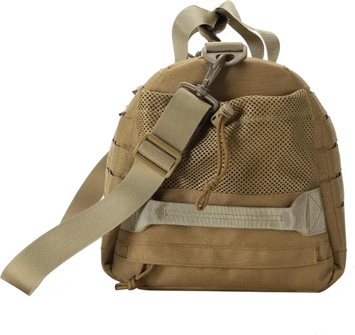 Vista 4 de SEYATULLH Bolsa de lona táctica militar para hombres y mujeres con compartimento para zapatos, bolsa de gimnasio, bolsa de fitness, bolsa