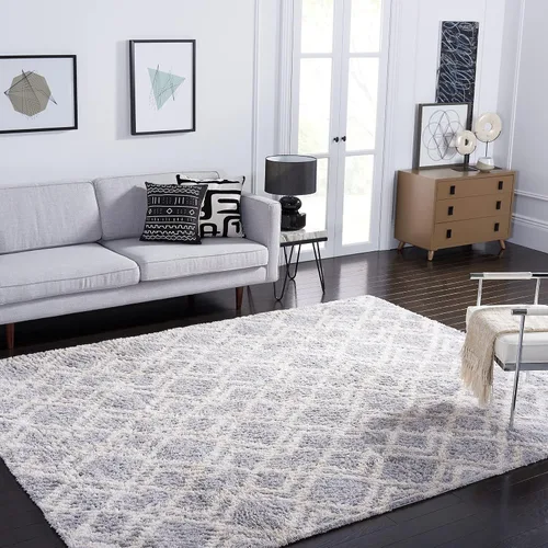 Vista 12 de SAFAVIEH Berber Shag Collection - Alfombra decorativa, 2 x 4 pies, diseño marroquí, color gris y crema, no desprende pelusa y de fácil cuidado, 1.2