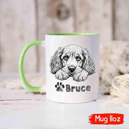 Vista 3 de Taza de café de perro Cocker Spaniel americano con nombre personalizado, tazas personalizadas de perro Cocker Spaniel americano, regalos de Cocker