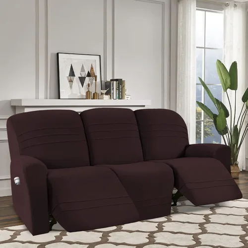 Vista 2 de Juego de fundas elásticas para sofá reclinable de 5 piezas, funda ajustada para sofás reclinables de 3 cojines, tela ultrasuave, lavable a máquina