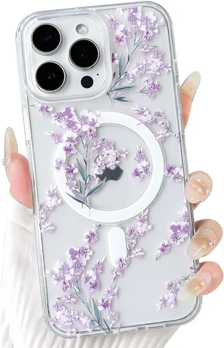 Vista 8 de NITITOP Funda magnética transparente compatible con iPhone 14 Plus/15 Plus, compatible con MagSafe lindas flores, hojas florales para mujeres