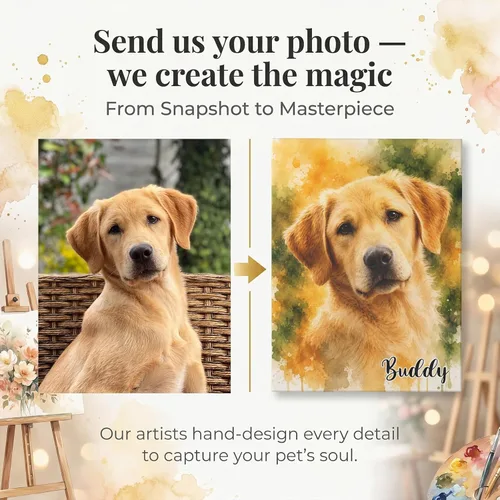 Vista 3 de Custom Pet Portrait from Photo Watercolor Painting, Personalized Dog Mom Gifts for Women, Pet Memorial & Loss of Dog Sympathy Gift, Custom Dog & Cat